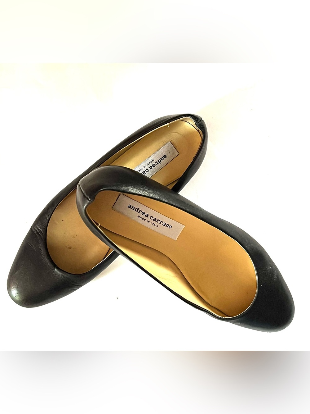 Andrea Carrano Baby Black Leather Ballet Flats